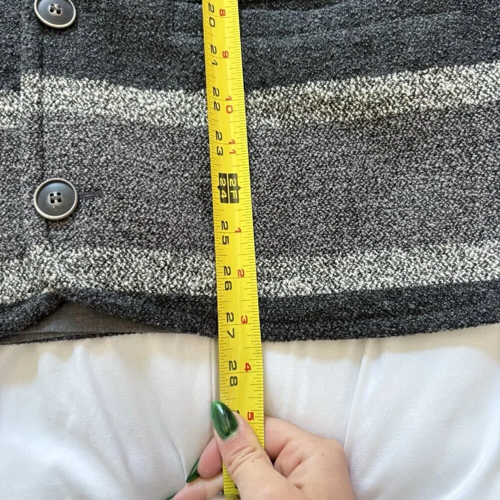 Vintage Mens Wool Blend Button‎ Up Vest Black Gray Striped 90s Y2K Grunge Skater